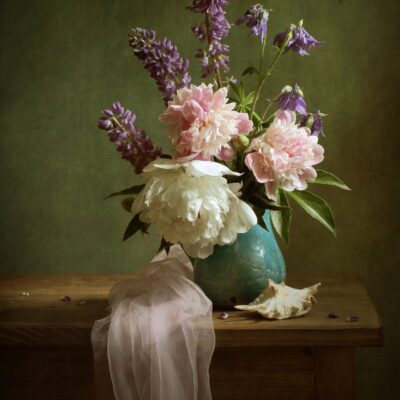 Still,Life,With,Peonies,And,Lupins